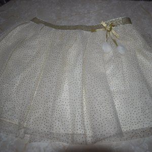 Cynthia Rowley Gold Tulle Skirt Pom Pom Party New